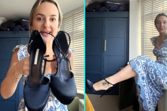 Holly Wood bagged unworn Stella McCartney designer shoes worth £325 for just £10 in Manchester charity shop. The stiletto heels still had original price tags attached.