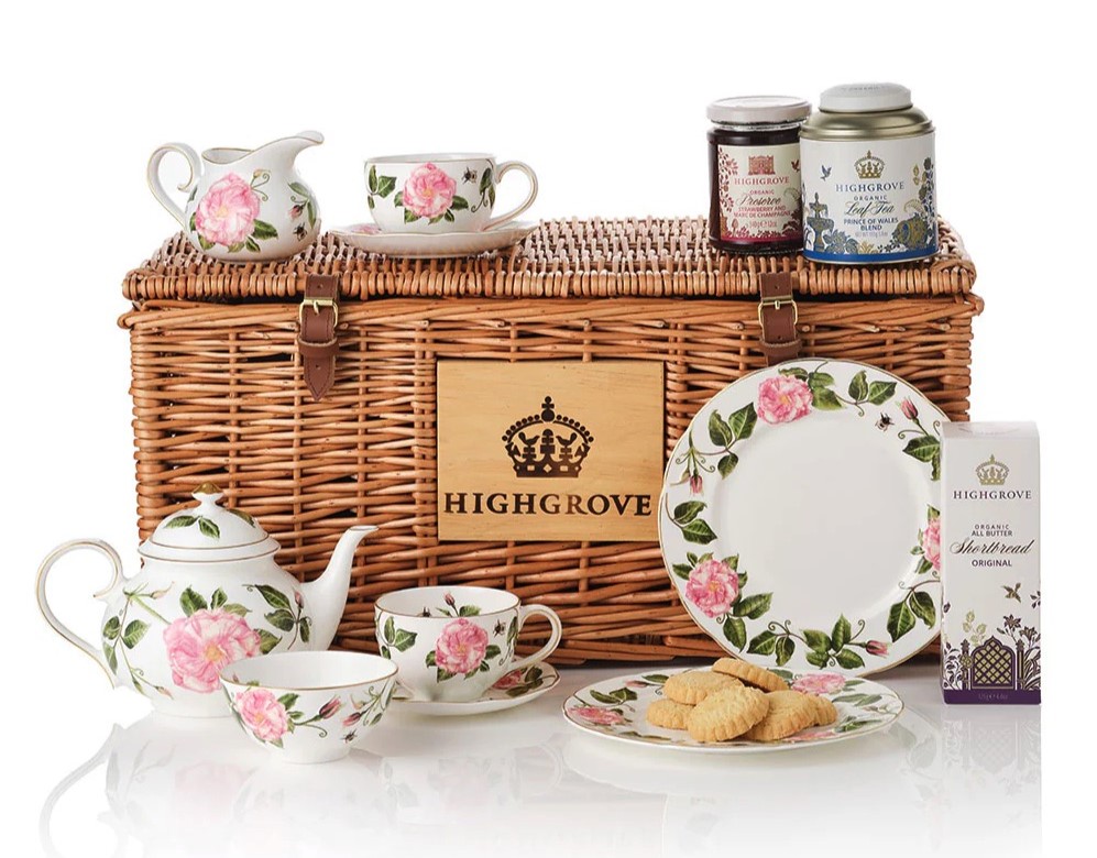 King Charles sparks sticker shock with a £1,115 Valentine’s afternoon tea hamper featuring fine bone china, rose inspired tableware and Highgrove treats for couples now!