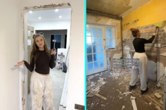 A 22-year-old who bought a run-down house for £15,000 is funding its £30,000 renovation by documenting the chaotic journey on TikTok - and has already made £3,000 from her followers in just 12 months.