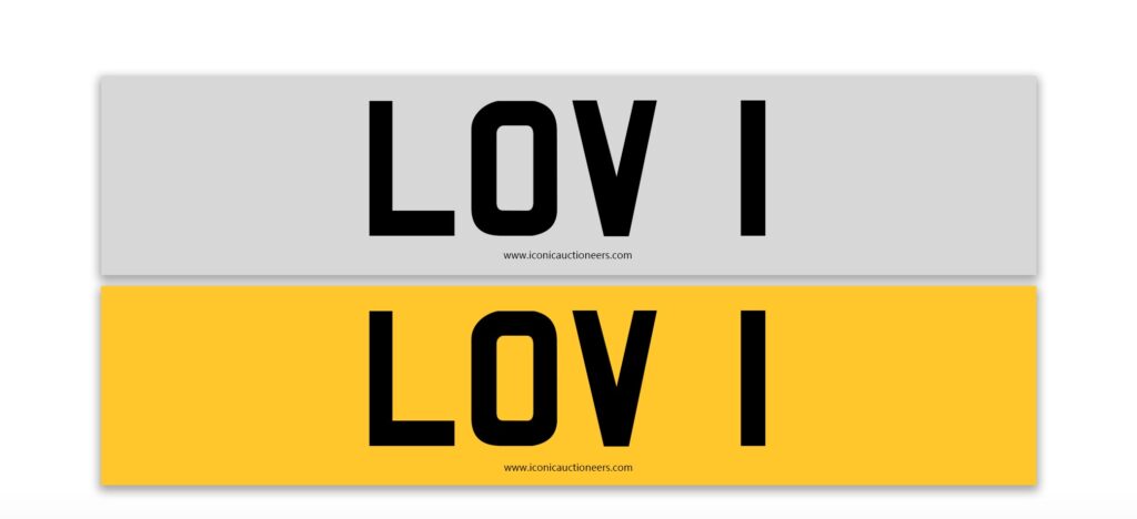 Britain’s most romantic number plate LOV 1 is heading to auction for £140,000, alongside II US, offering loved up drivers a unique Valentine’s gift with serious prestige