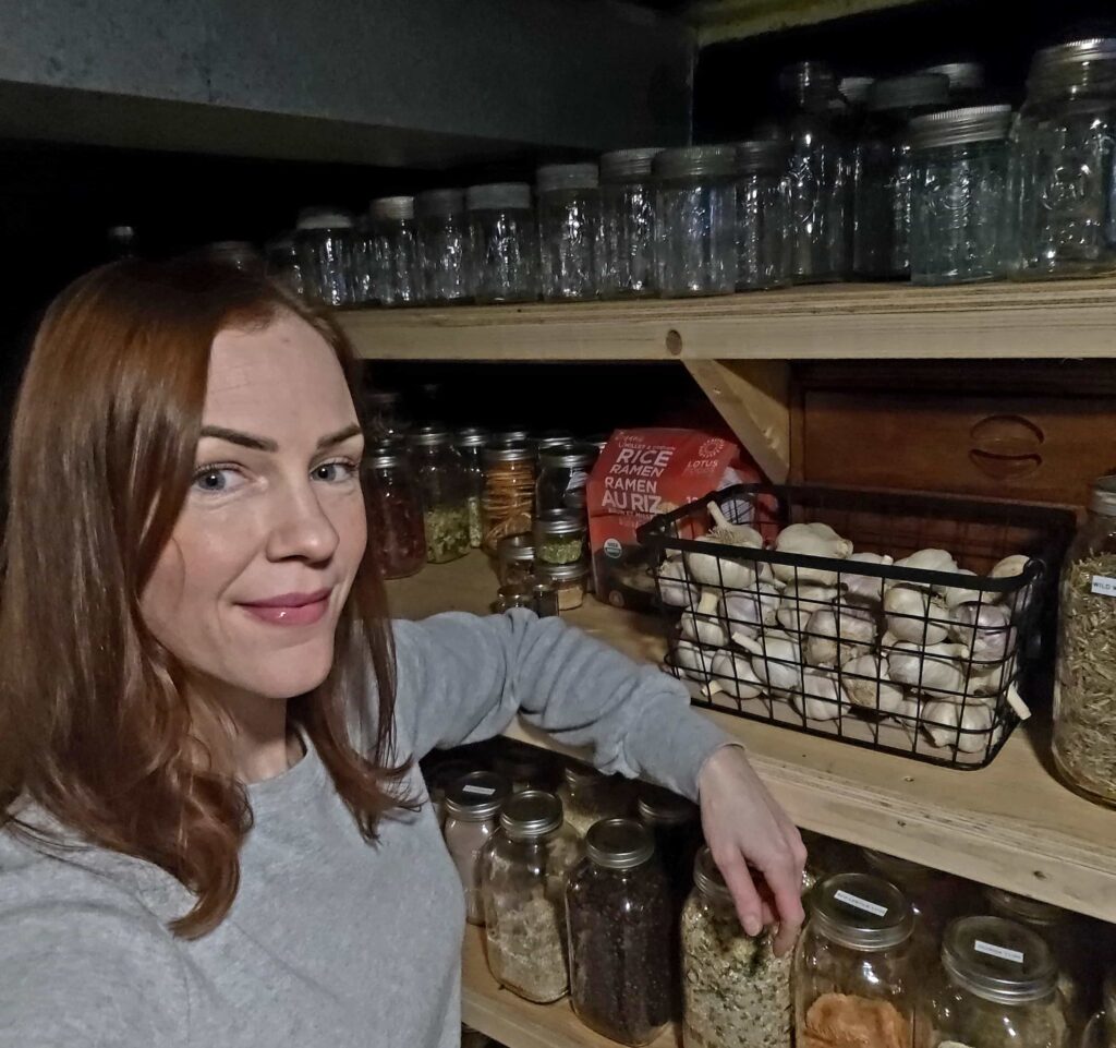 A couple built a fully stocked basement supermarket for under £400, filling it with homemade and bulk goods to save money, eat better and boost family self sufficiency