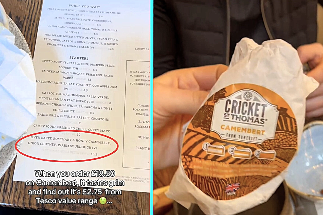 A woman was stunned after paying £18 for a Camembert at a London pub, only to find the same branded cheese on sale in Tesco for £2.75, sparking viral backlash