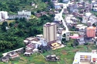 Zhou family built 15-storey skyscraper in rural China to house over 100 relatives across four generations. The decade-old tower has 22 apartments and sticks out from village.