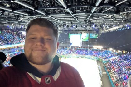 Welsh ice hockey fan John McAllister flew 1,400 miles for an 18 hour Milan day trip to watch Winter Olympics action, spending just £96 on flights, taxi and match ticket