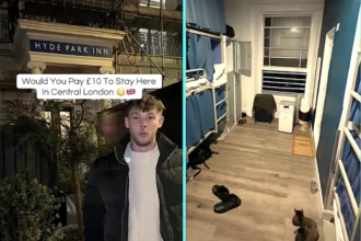 Tourists are stunned after a £10 overnight stay in central London reveals packed bunk beds, shared showers and reactions comparing it to prison but praising the price.