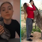 Woman dubbed crazy after spending over £250 on a pet emu named Melvin who now plays football with her dog and cuddles her in bed - adorable video racks up 200,000 views.