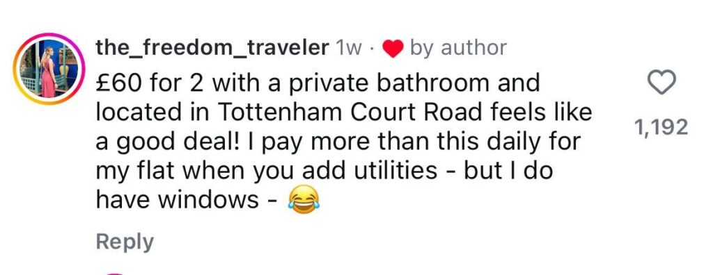 A traveller reviewed a £60 a night windowless hotel room set four floors beneath central London, calling the converted car park stay surprisingly comfortable and great value