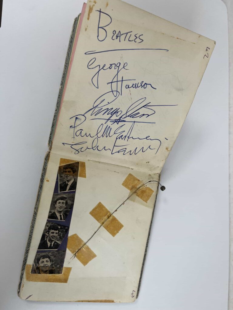 A lifelong Beatles fan sold autographs from all four band members and a broken guitar string from George Harrison, with the rare memorabilia fetching £7,000 at auction.