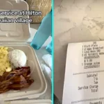 Tourist Tina Patterson sparked backlash after blasting £100 room service at Hilton Hawaiian Village Waikiki, saying the small takeaway style portions were not worth it