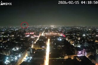 A city webcam filmed a mysterious spherical object gliding over Mexico City at 4:18am, sparking UFO theories online as officials stay silent on the viral sighting