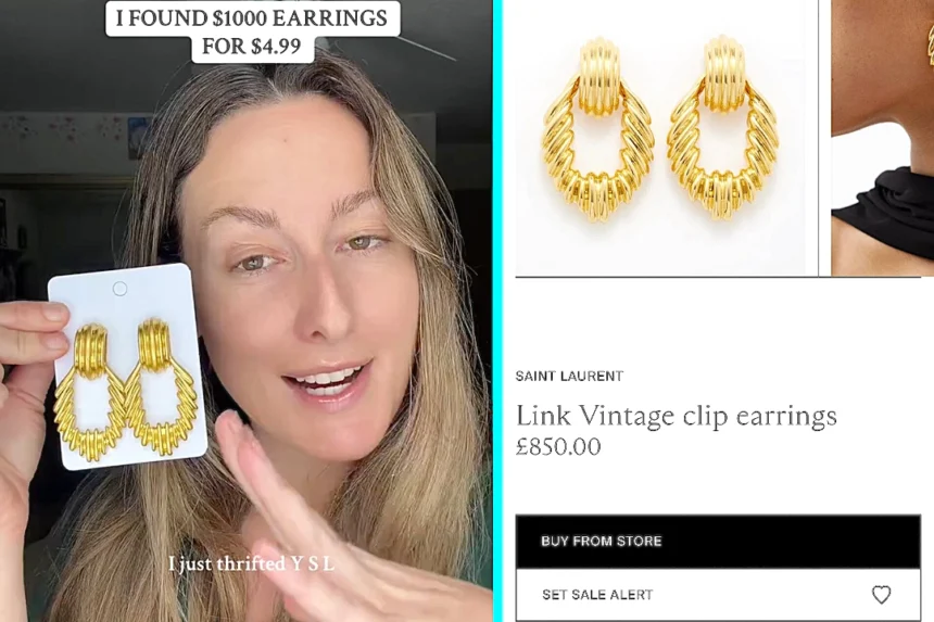 A savvy shopper scored Yves Saint Laurent earrings worth up to £700 for under £4 at a charity shop, calling the surprise designer find a once in a lifetime bargain