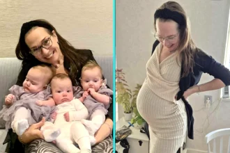 A 50-year-old nurse defied 5% odds to have triplets through IVF on her first try after already having four sons, and says motherhood now is easier than at 19.
