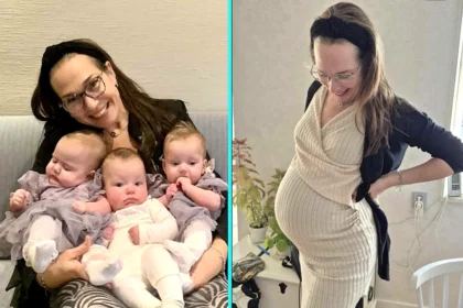 A 50-year-old nurse defied 5% odds to have triplets through IVF on her first try after already having four sons, and says motherhood now is easier than at 19.