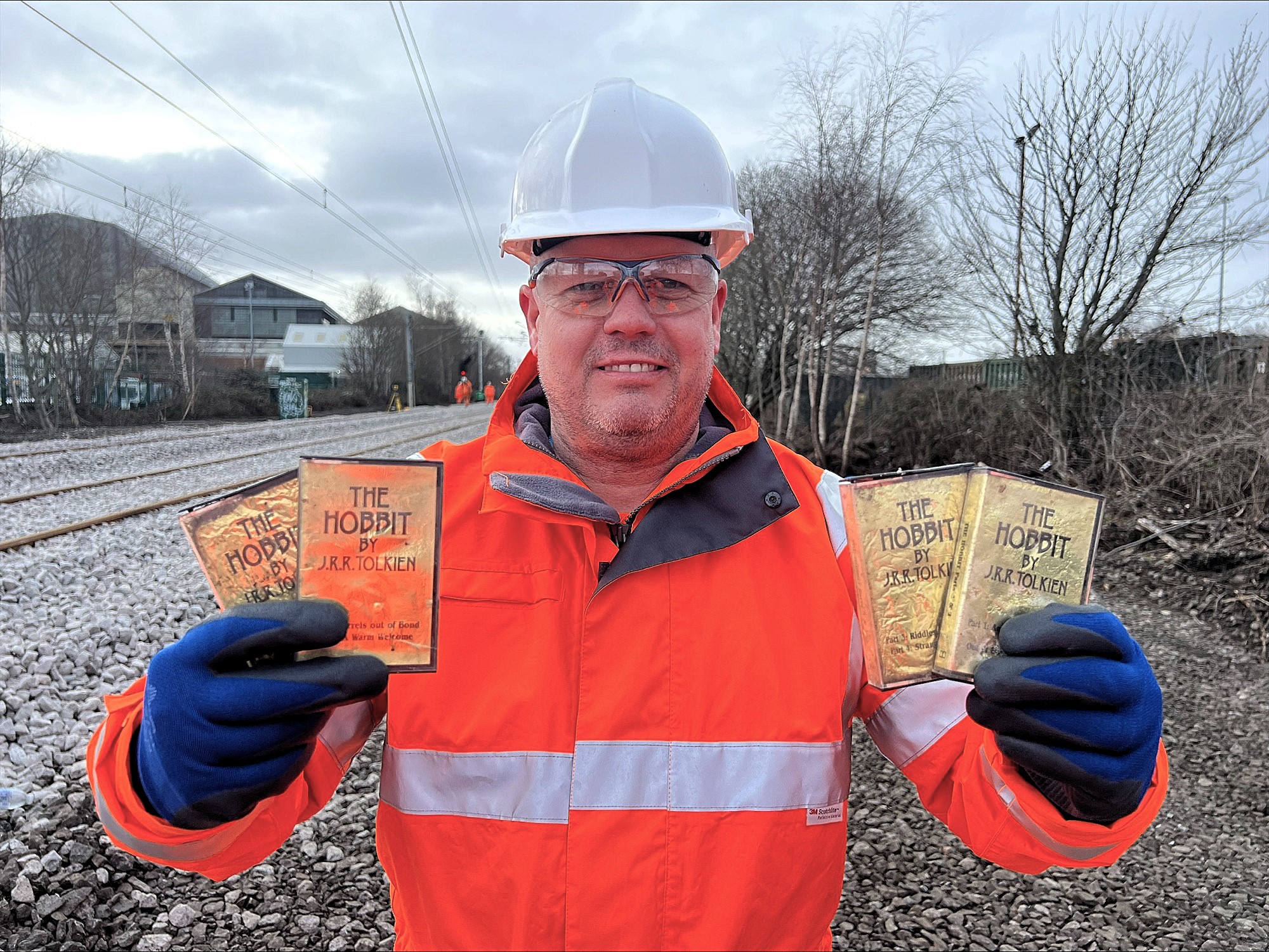 Collector's item BBC cassette recordings of The Hobbit have been bizarrely unearthed buried on a railway line in Newcastle - and incredibly they still work after decades.