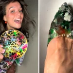 A bio-artist has revealed one of her most unusual creations - a pair of heels made entirely from mould that has fans obsessed with the fuzzy green and white design.