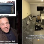 A converted garage in Bradford goes viral on Airbnb, offering a surprisingly cosy stay for £30 with a bed, bathroom and TV behind an electric shutter