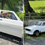 A dad builds £5,000 miniature cars and lets his six-year-old son test drive them, with the stunning half-scale motors wowing fans online with their realism.