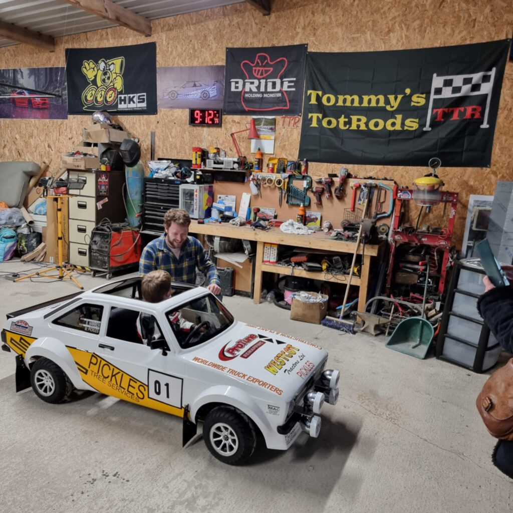 A dad builds £5,000 miniature cars and lets his six-year-old son test drive them, with the stunning half-scale motors wowing fans online with their realism.