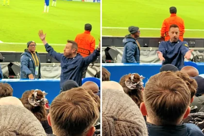 Furious Chelsea fan caught screaming at a secret PSG supporter celebrating in the home end during their Champions League thrashing - as the viral clip racks up 2m views.