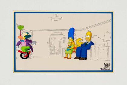 Original animation cels from The Simpsons including Homer strangling Bart scene from Treehouse of Horror XII head to auction with prices starting around £1,000.
