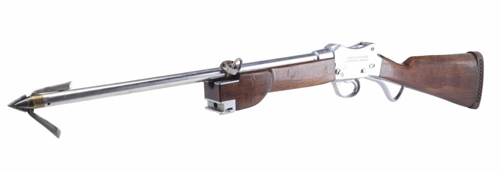 The harpoon gun used by Quint in the 1975 blockbuster Jaws is heading to auction for £370,000, alongside rare props from Star Wars and Gladiator.