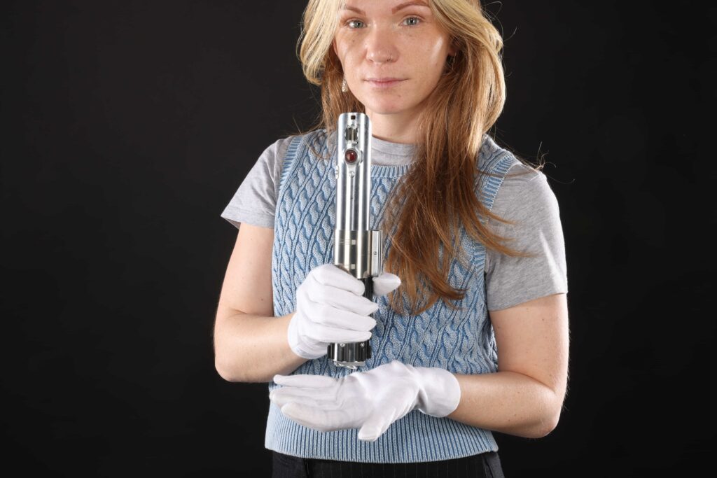 The harpoon gun used by Quint in the 1975 blockbuster Jaws is heading to auction for £370,000, alongside rare props from Star Wars and Gladiator.