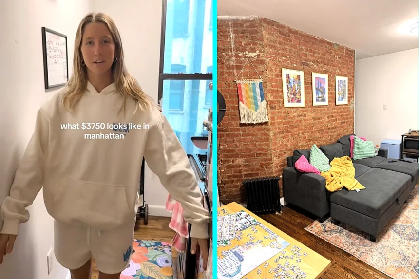 A dancer in New York pays nearly $4,000 a month to share a tiny cubicle sized apartment, saying the sky high rent is worth it while she chases her dream career.