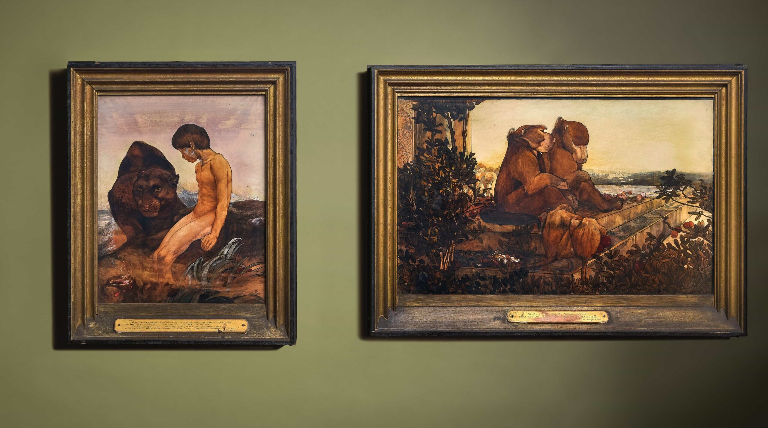 Two long-lost Jungle Book illustrations rediscovered in a London home stunned auctioneers, smashing estimates in a fierce bidding war and selling for a combined £130,480.