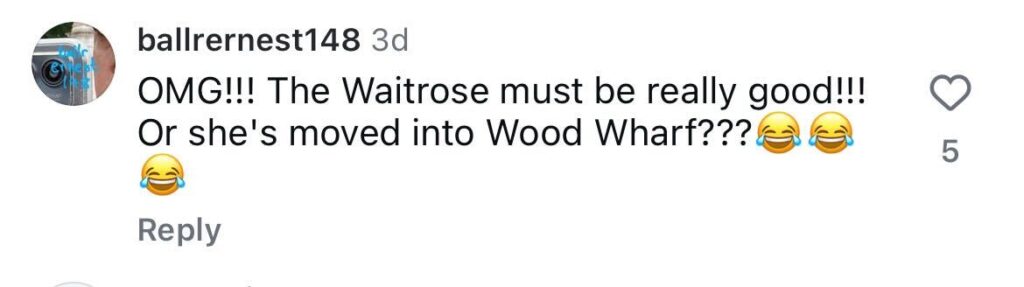 Social media comment on the post of Angelina Jolie spotted strutting through Canary Wharf in a white gown and blonde bob - leaving Londoners stunned while filming her new comedy movie Anxious People.