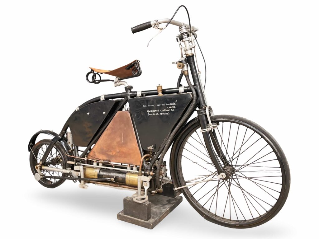 A rare 120 year old Holden motorcycle, once ridden in the 1938 Pioneer Run, heads to Bonhams auction with a £70,000 estimate despite unknown condition.
