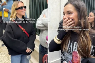 Hollywood star Sydney Sweeney crashes a bachelorette party in Lisbon - chatting with the bride and posing for photos as the viral TikTok encounter racks up 362000 views.