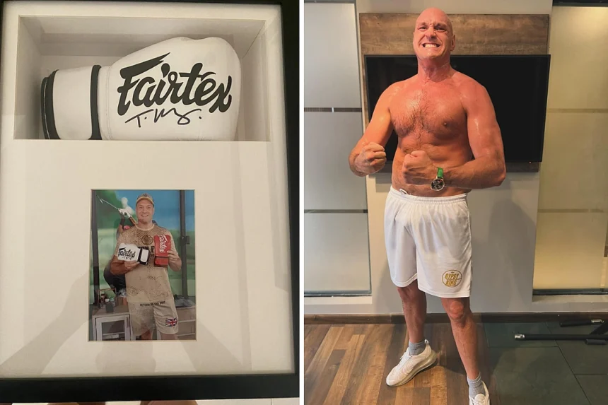 Signed gloves donated by Tyson Fury are set for a charity auction at a quirky Thailand pub, with proceeds supporting disadvantaged children at the Father Ray Foundation