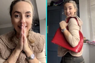 A savvy shopper snapped up a red Louis Vuitton bag worth over £1,000 for just £4 in a Manchester charity shop and now fans are debating if it is real.