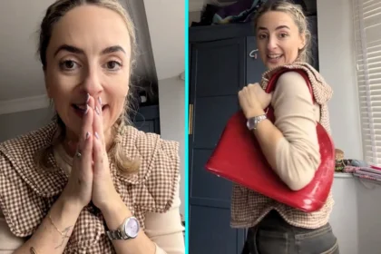 A savvy shopper snapped up a red Louis Vuitton bag worth over £1,000 for just £4 in a Manchester charity shop and now fans are debating if it is real.