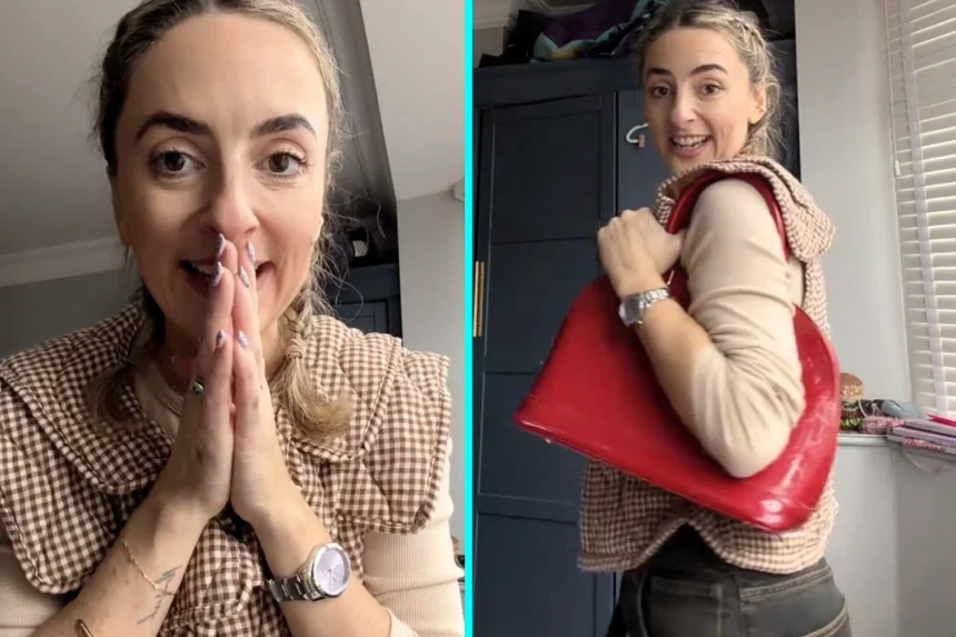 A savvy shopper snapped up a red Louis Vuitton bag worth over £1,000 for just £4 in a Manchester charity shop and now fans are debating if it is real.