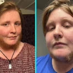 A woman with hirsutism proudly embraces her full neck beard despite cruel comments from strangers and exes who called it disgusting - saying she feels more beautiful and whole.