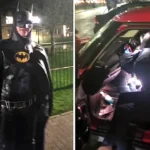Two Brits got their car stuck in a Cotswolds river and could not believe it when Batman turned up to help. The bizarre rescue clip has gone viral with over 490,000 views.