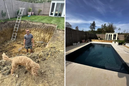 A couple spent £6,700 and eight months building their own DIY pool in their Suffolk garden. They did every bit of the work themselves - and friends are already asking for invites.