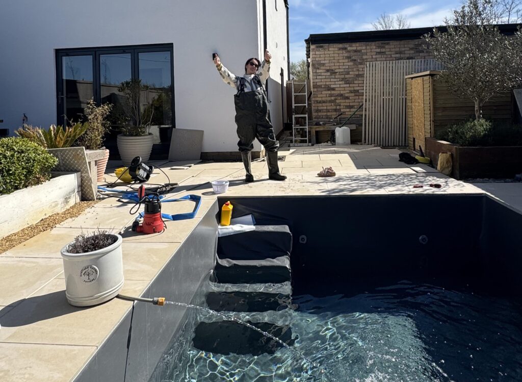 A couple spent £6,700 and eight months building their own DIY pool in their Suffolk garden. They did every bit of the work themselves - and friends are already asking for invites.