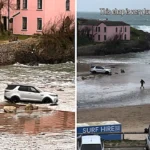 A driver parked on a beach and panicked as the tide swallowed their car. The tense rescue was caught on camera and has since gone viral with over 7.5 million views online.