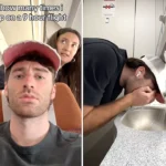 Influencer Carmie Sellitto slammed for flying nine hours while vomiting from food poisoning - he refused to miss his £800 flight and spent an hour being sick in the toilet.