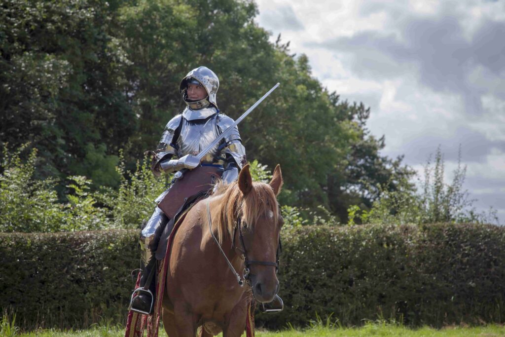 A knight proposed to his lady jouster in full armour after a tournament at a British armoury museum, leaving her in tears after 12 years of friendship finally turned to romance.