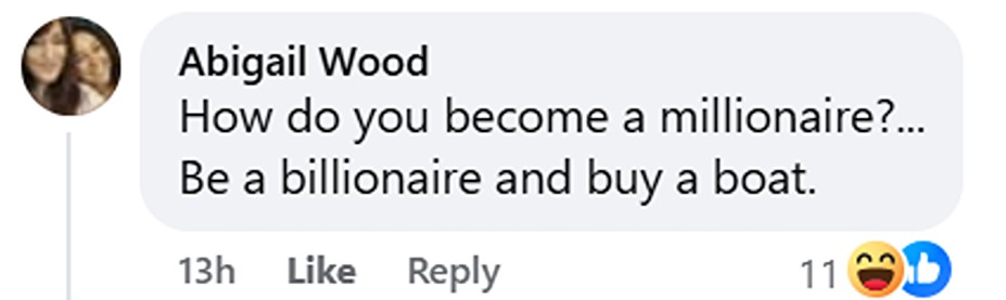 Social media comment on the post of Superyacht Mosaique worth over £10m sails into Dartmouth where King Charles trained for the navy - the 165ft vessel costs £175,000 a week to charter plus expenses.