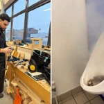 A plumber's video of a blocked urinal erupting like a witch's cauldron after sulphuric acid was poured in went viral with over three million views, baffling even the 10-year veteran.