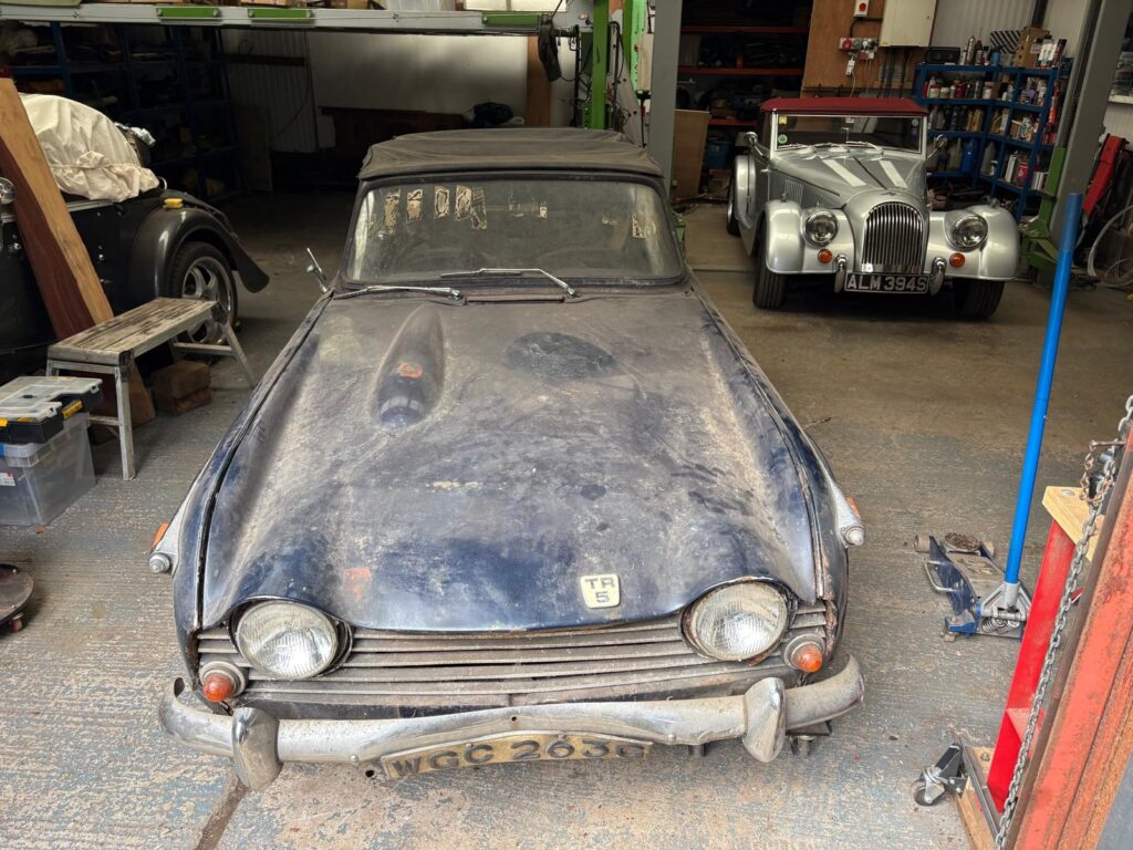 A 1968 Triumph TR5, one of fewer than 3,000 ever built, has emerged from 30 years in a garage in original condition and is heading to auction with a £15,000 estimate.