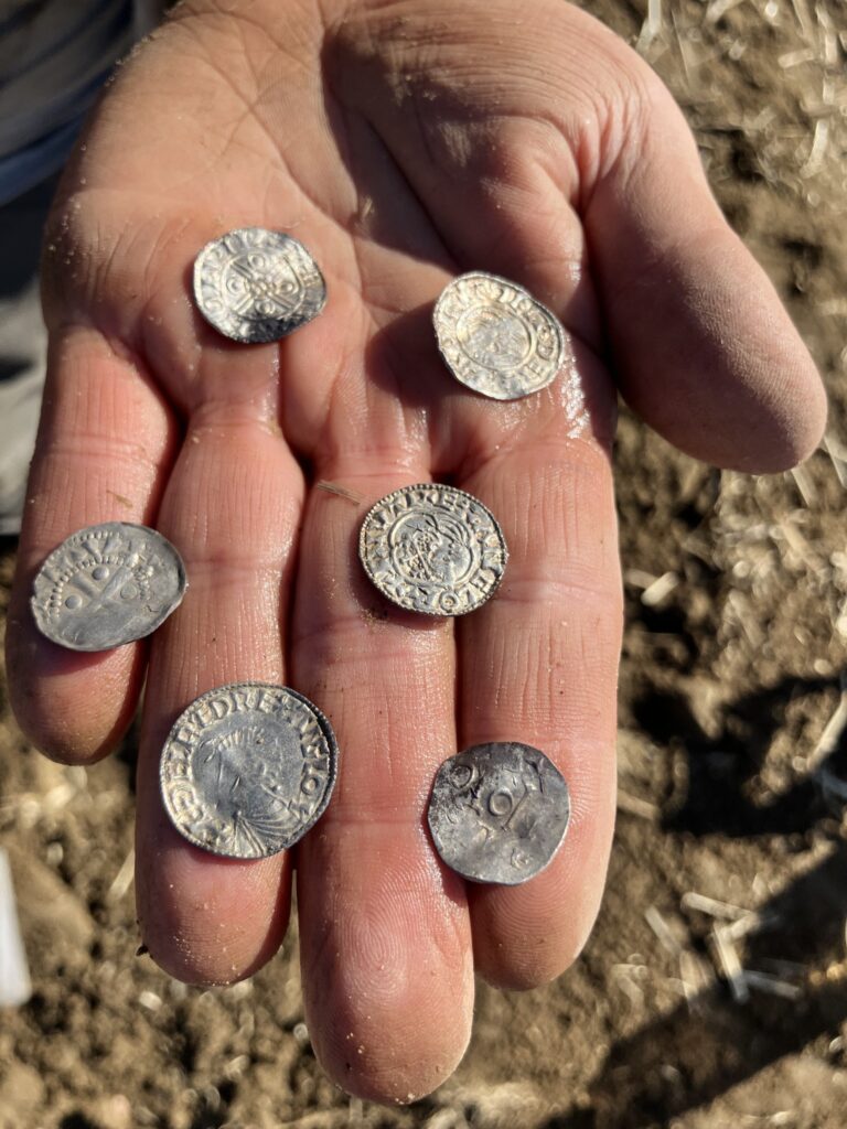 Two metal detector hobbyists have stumbled upon a record-breaking hoard of nearly 3,000 Anglo-Saxon and Viking silver coins in a field in eastern Norway.