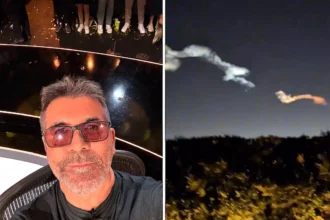 Simon Cowell claims he spotted proof of alien life over his LA garden after mysterious object streaks across the sky - but viewers say it was just a SpaceX rocket launch.