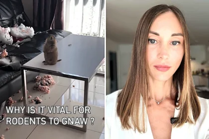 A pet prairie dog left its owner speechless after chewing a sofa to pieces while home alone, with the cheeky rodent caught sitting calmly beside the wreckage totally unbothered.
