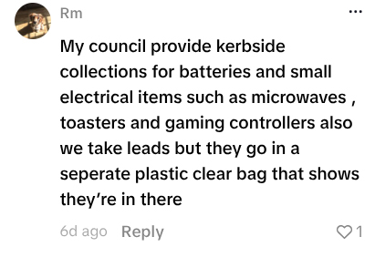 Social media comment on the post of A bin man has warned people to never throw one common bathroom item in the bin. Electric toothbrushes have batteries that can cause fires when crushed in the back of lorries.