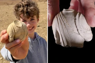 Eight year old boy accidentally uncovers a rare ancient artefact believed to date back nearly 2,000 years while out on a family hike with his dad.